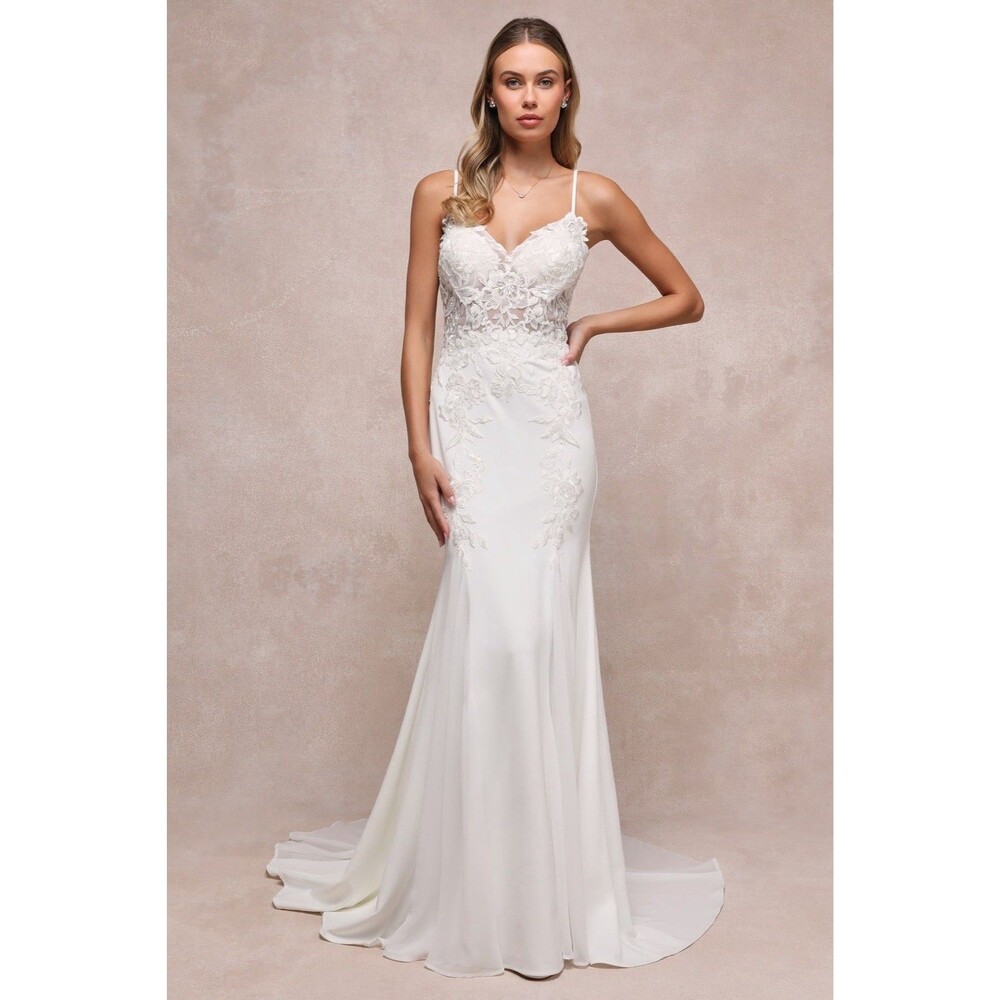 Lulus Luxe Bridal Vision of Romance Wedding Dress White Embroidered Size XS NWT